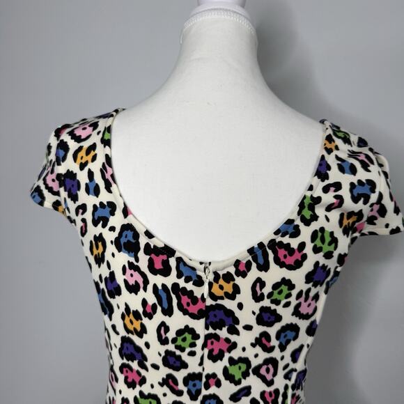 Betsey Johnson Rainbow Leopard Print Peplum Party Dress Women’s 2 - Picture 4 of 7